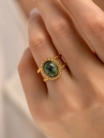 Rijnette African Turquoise Gemstone Ring Gold