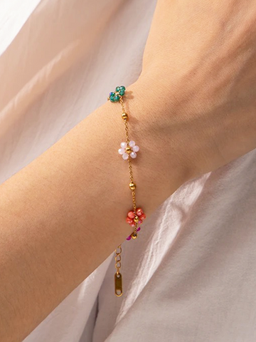 Roseline Colored Flower Bracelet Gold